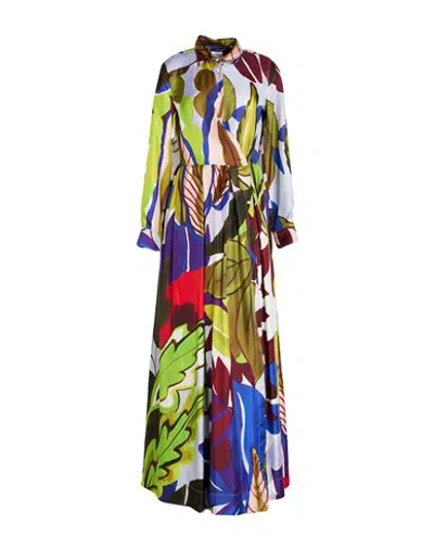 Sara Roka Woman Maxi Dress Bright Blue Size 12 Silk In Multi