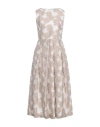 Sara Roka Woman Maxi Dress Khaki Size 8 Cotton, Silk, Polyester In Beige