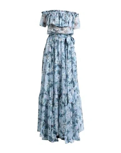 Sara Roka Woman Maxi Dress Pastel Blue Size 8 Polyester