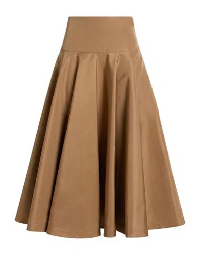 Sara Roka Woman Maxi Skirt Camel Size 4 Polyester In Beige