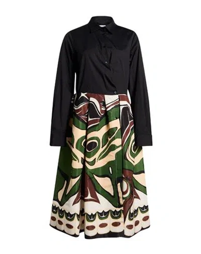 Sara Roka Woman Midi Dress Black Size 10 Polyester, Cotton, Polyamide, Cupro