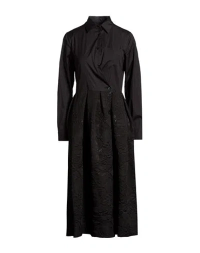 Sara Roka Woman Midi Dress Black Size 2 Polyamide, Polyester, Cotton