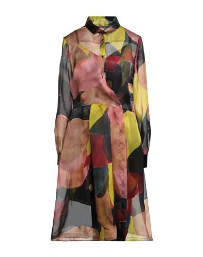 Sara Roka Woman Midi Dress Brown Size 10 Silk In Multi
