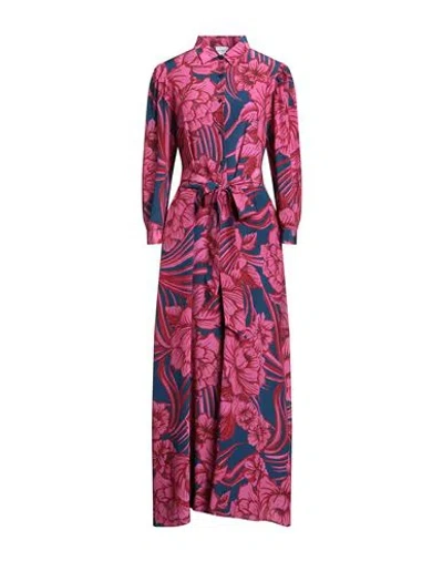 Sara Roka Woman Midi Dress Fuchsia Size 12 Silk