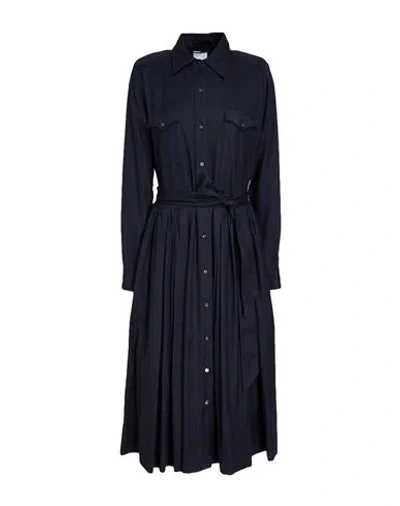 Sara Roka Woman Midi Dress Midnight Blue Size 12 Cotton, Lyocell