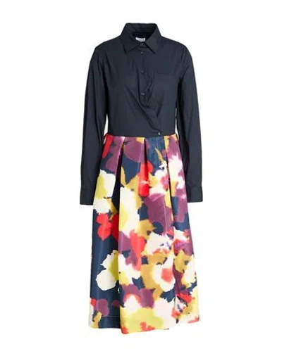 Sara Roka Woman Midi Dress Midnight Blue Size 8 Polyester, Cotton, Polyamide, Cupro