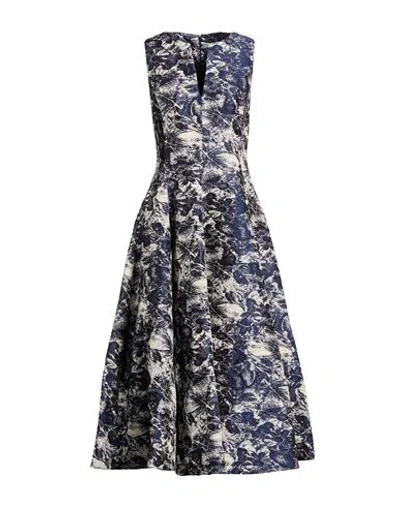 Sara Roka Woman Midi Dress Navy Size 2 Cotton, Acetate, Polyester In Blue