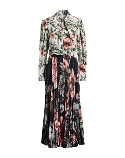 Sara Roka Woman Midi Dress Sage Green Size 12 Polyester, Silk In Multi
