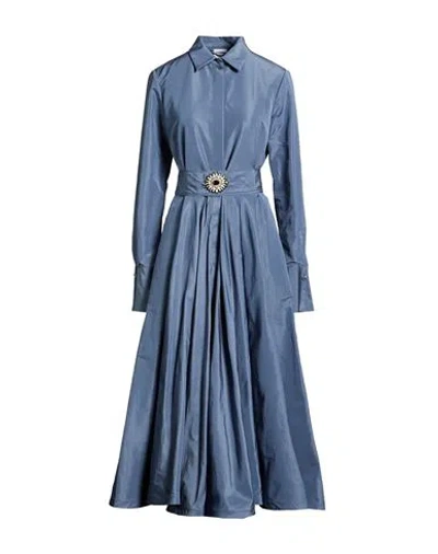 Sara Roka Woman Midi Dress Slate Blue Size 4 Polyester