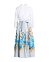Sara Roka Woman Midi Dress White Size 8 Cotton, Polyamide In Multi