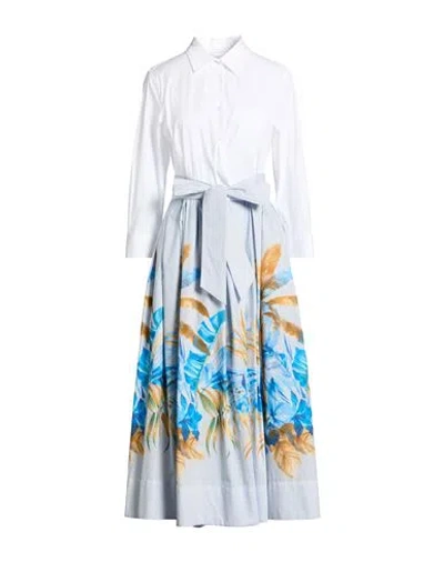 Sara Roka Woman Midi Dress White Size 8 Cotton, Polyamide In Multi