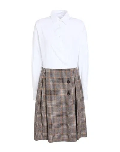 Sara Roka Woman Midi Dress White Size 8 Cotton, Polyamide, Acetate, Polyester In Multi
