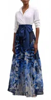 Sara Roka Women's Jinny Long Dress In White Navy In Blue