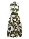 Sara Roka Zalla Horse-print Midi Dress In Green
