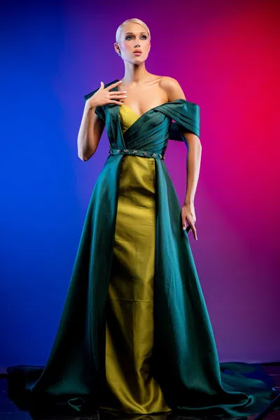 Sara Safa Layla Mikado Gown In Green | ModeSens
