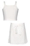 SARA SARA SARA SARA KIDS' EMBROIDERED EYELET TWO-PIECE TOP & SKIRT SET