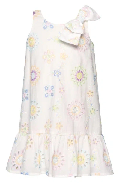 Sara Sara Kids' Floral Eyelet Embroidered Dress In White Multi
