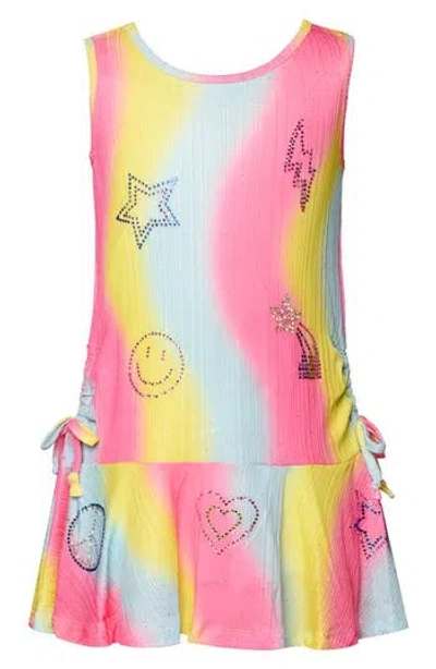 Sara Sara Kids' Rainbow Drop Waist Dress In Brown