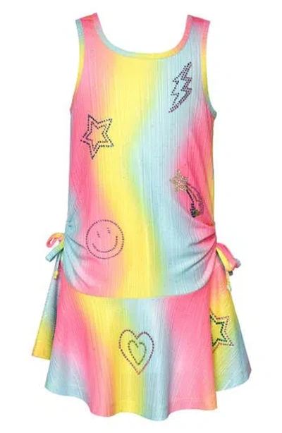 Sara Sara Kids' Rainbow Graphic Dress In Pink Multi