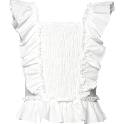 Sara Sara Kids' Ruffle Smocked Top In White