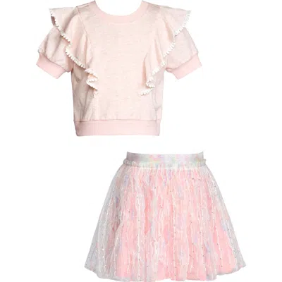 Sara Sara Kids' Ruffle Top & Tutu Skirt Set In Pink