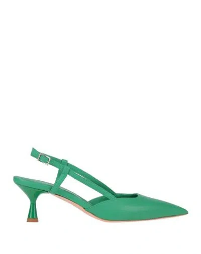 Sara Scheker Woman Pumps Emerald Green Size 7.5 Leather
