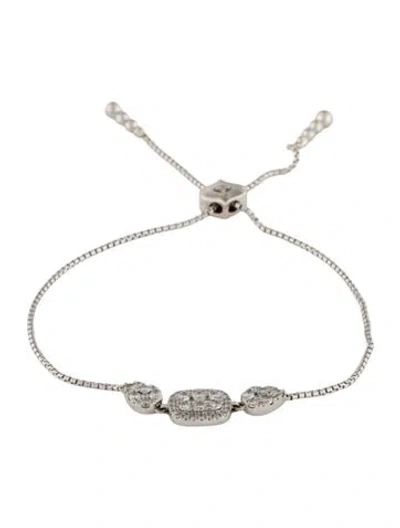 Pre-owned Sara Weinstock 18k Diamond Reverie Cushion & Pear Diamond Bolo Bracelet, 8.5" In Multi