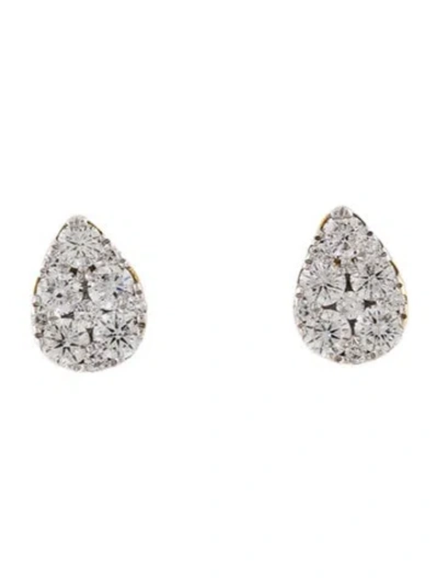 Pre-owned Sara Weinstock 18k Diamond Reverie Pear Cluster Stud Earrings In Multi