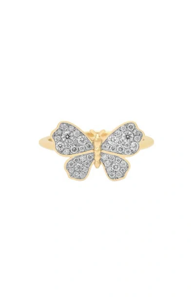 Sara Weinstock 18k Gold Diamond Butterfly Ring In 18k Yellow Gold