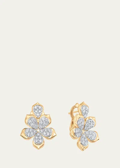 Sara Weinstock 18k Two-tone Gold Lierre Diamond Partial Pear Flower Stud Earrings In Yellow Gold