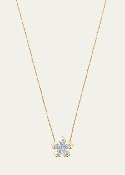 Sara Weinstock 18k Two-tone Gold Lierre Pear Diamond Flower Station Necklace In Yellow Gold