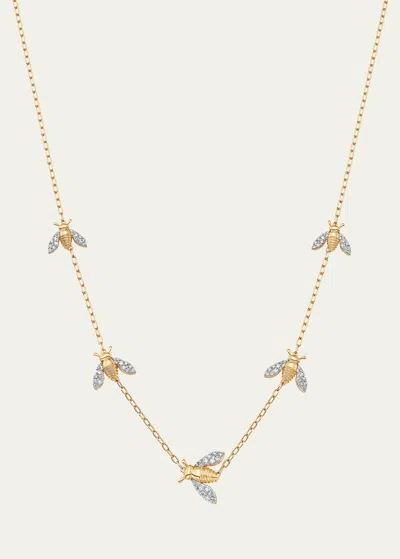 Sara Weinstock 18k Two-tone Gold Queen Bee Petite Diamond 5-station Necklace In Yellow Gold