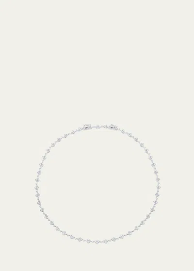 Sara Weinstock 18k White Gold Dujour Diamond Four-cluster Tennis Choker Necklace In Metallic