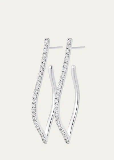 Sara Weinstock 18k White Gold Veena Diamond Small Hoop Earrings In Metallic
