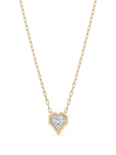 SARA WEINSTOCK 18K YELLOW GOLD HONEY COMB HEART DIAMOND NECKLACE