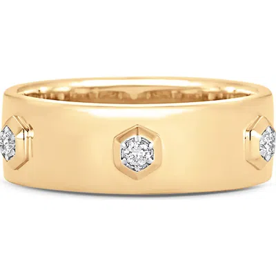 Sara Weinstock Honey Comb Diamond Band Ring In Yellow Gold/diamond