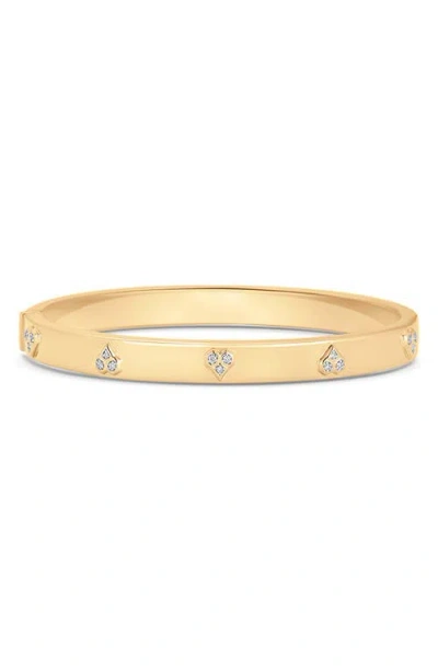 Sara Weinstock Honey Comb Heart Diamond Bangle Bracelet In Gold