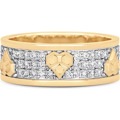 Sara Weinstock Honey Comb Heart Pavé Diamond Ring In Yellow Gold/diamond