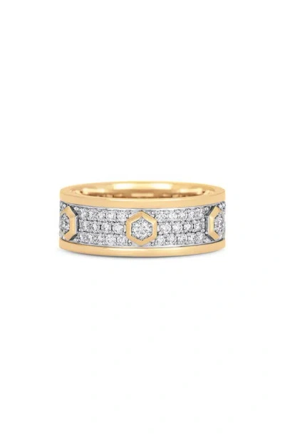 Sara Weinstock Honey Comb Hexagon Pavé Diamond Ring In Gold