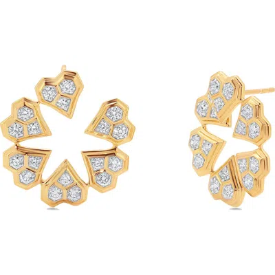 Sara Weinstock Honeycomb Diamond Heart Hoop Earrings In Gold