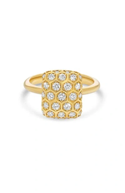 Sara Weinstock Honeycomb Diamond Square Ring In Gold