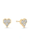 Sara Weinstock Honeycomb Heart Stud Earrings