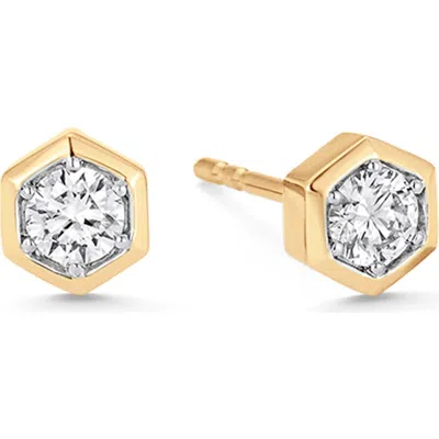 Sara Weinstock Honeycomb Petite Stud Earrings In Yellow Gold/diamond