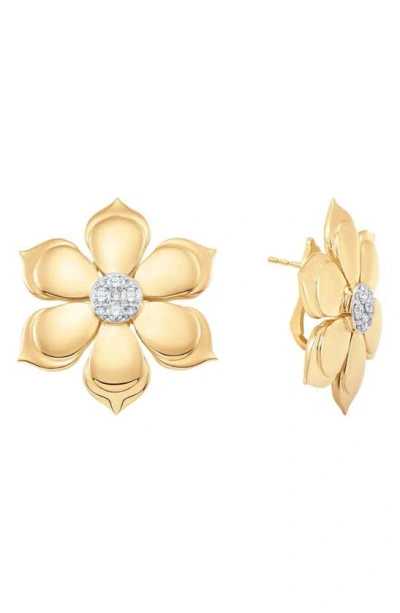Sara Weinstock Lierre Diamond Flower Stud Earrings In Yellow Gold