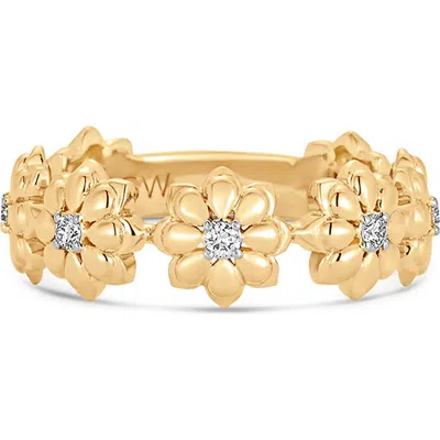 Sara Weinstock Lierre Flower Eternity Ring In Yellow Gold/diamond