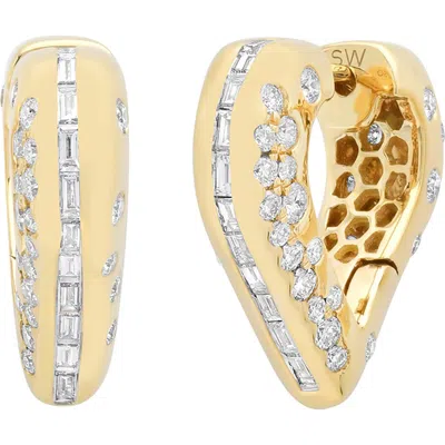Sara Weinstock Papua 18k Gold Diamond Heart Hoop Earrings In Yellow Gold