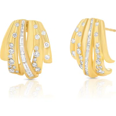Sara Weinstock Papua Diamond Crossover Earrings In Gold