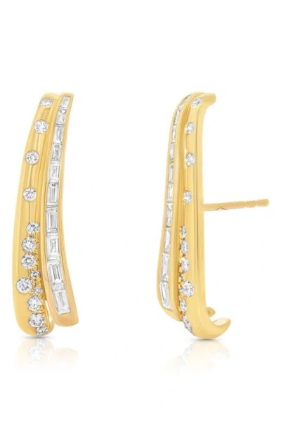 Sara Weinstock Papua Diamond Curved Earrings In Gold