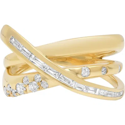 Sara Weinstock Papua Gold Diamond Crossover Ring In Yellow