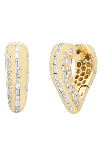 Sara Weinstock Papua Gold Diamond Small Heart Hoop Earrings In Yellow Gold